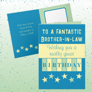 Fantastic brother-in-law blue yellow birthday card