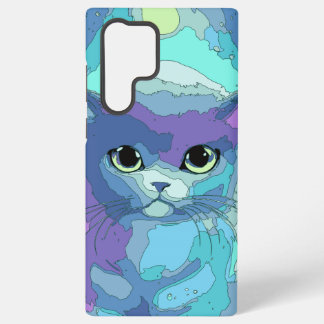 Fantastic cat on futuristic background samsung galaxy case