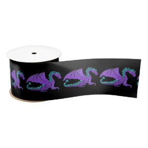 Fantastic Dragon Purple and Blue v2 Satin Ribbon