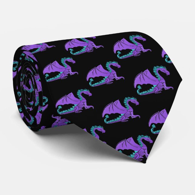 Fantastic Dragon Purple and Blue v2 Tie (Rolled)