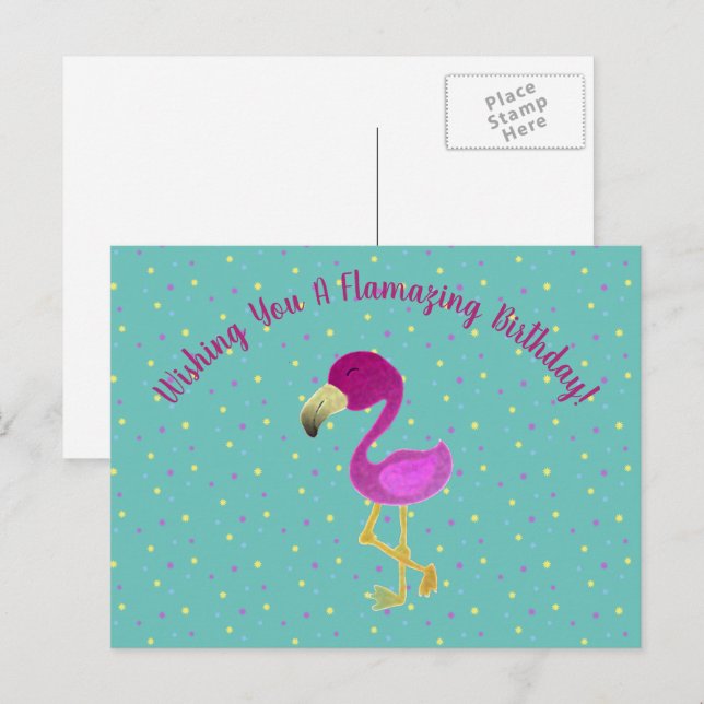 Fantastic Flamingo  Holiday Postcard (Front/Back)