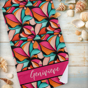 Fantastic Floral Pattern in Turquoise & Berry Beach Towel