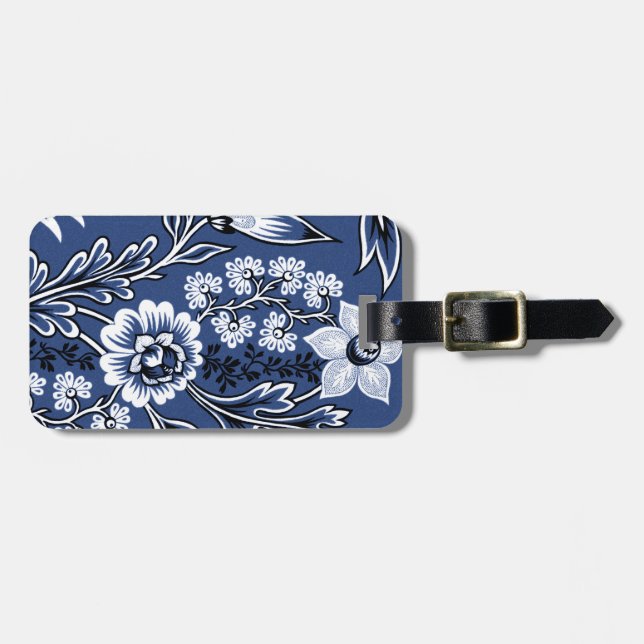 Fantastic Flowers (Blue) Fine Art Luggage Tag (Front Horizontal)
