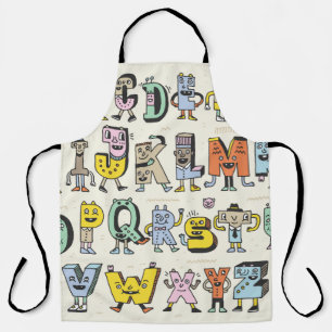 Fantastic Funny Alphabet. Wacky Doodle Letters Des Apron