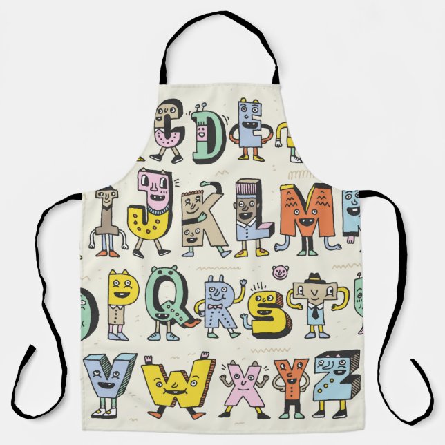 Fantastic Funny Alphabet. Wacky Doodle Letters Des Apron (Front)