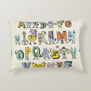 Fantastic Funny Alphabet. Wacky Doodle Letters Des Decorative Cushion