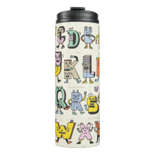 Fantastic Funny Alphabet. Wacky Doodle Letters Des Thermal Tumbler