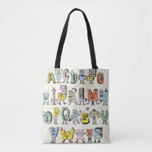 Fantastic Funny Alphabet. Wacky Doodle Letters Des Tote Bag
