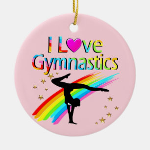 FANTASTIC GYMNAST GIRL I LOVE GYMNASTIC DESIGN CERAMIC ORNAMENT