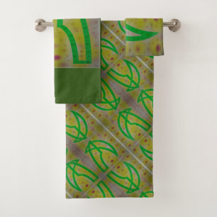 Fantastic interior design misty green and lemon bath towel set