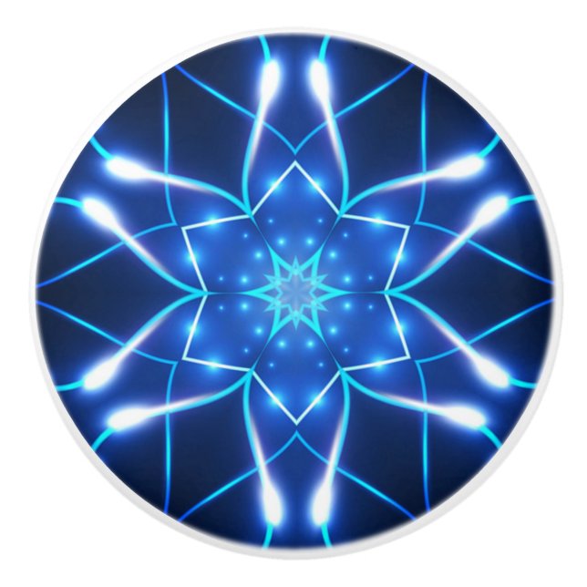 Fantastic Neon White, Light Blue Colours 01 ~  Ceramic Knob (Front)