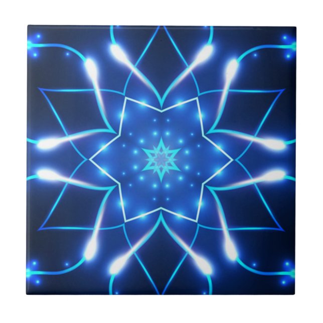 Fantastic Neon White, Light Blue Colours 01 ~  Ceramic Tile (Front)