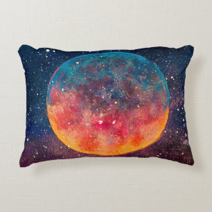 Fantastic oil painting beautiful big planet moon a decorative cushion