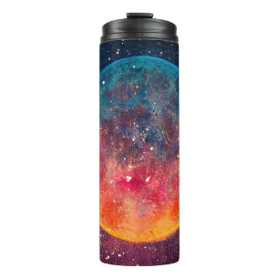 Fantastic oil painting beautiful big planet moon a thermal tumbler