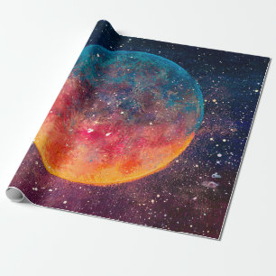 Fantastic oil painting beautiful big planet moon a wrapping paper
