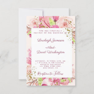 Fantastic pink floral wedding invitation
