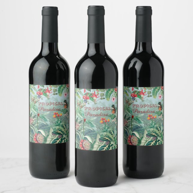 Fantastic Rainforest Paradise  Wine Label (Bottles)