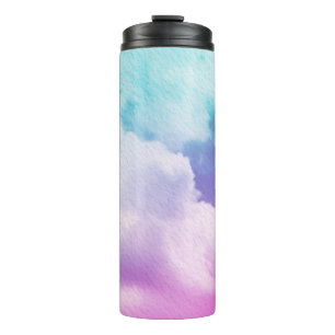 fantastic soft cloud with pastel gradient color an thermal tumbler