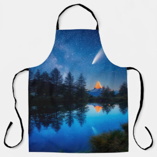 Fantastic starry sky over the Matterhorn spire. Lo Apron