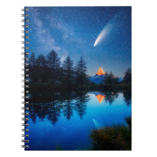 Fantastic starry sky over the Matterhorn spire. Lo Notebook