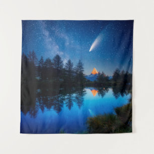 Fantastic starry sky over the Matterhorn spire. Lo Tapestry