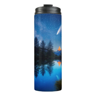 Fantastic starry sky over the Matterhorn spire. Lo Thermal Tumbler