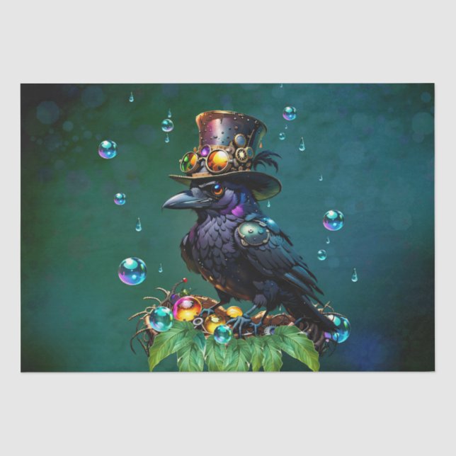 Fantastic steampunk crow tissue paper (Front)