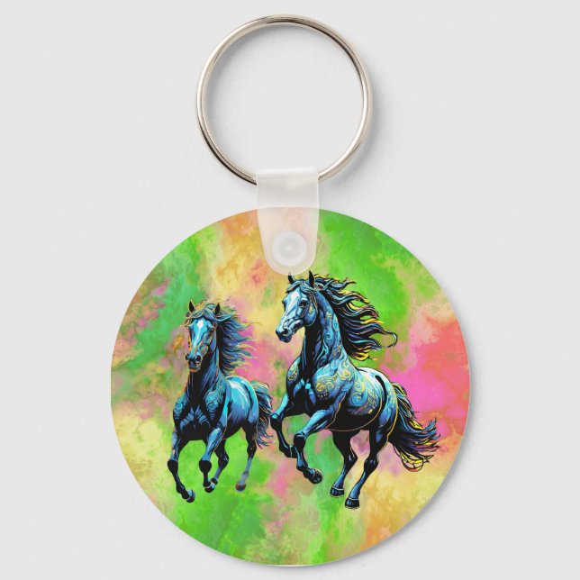 Fantastic Two Galloping Horses Key Ring (Front)