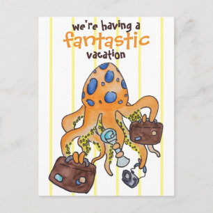 Fantastic Vacation Funny Cartoon Octopus Postcard