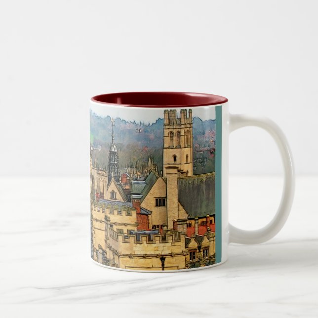 Fantastic View, Oxford, England, High Street #1 Two-Tone Coffee Mug (Right)