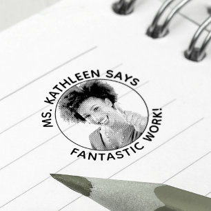 Fantastic Work Photo Teacher Personalised Self-inking Stamp