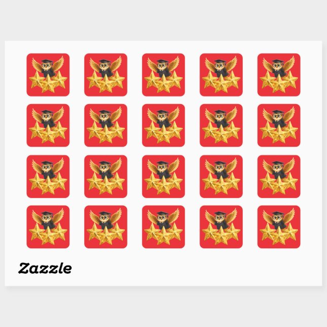 Fantastic work three gold stars red square sticker (Sheet)