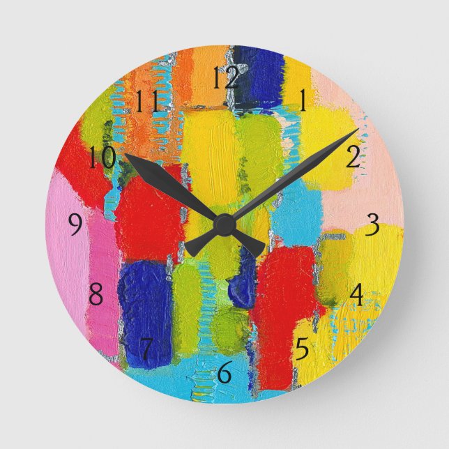 Fantastical Abstract Painting by Kris Taylor Round Clock (Front)
