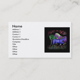 Fantastical coloured horse design, black back business card