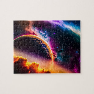 Fantastical Colourful Clouds with Planet Landscape Jigsaw Puzzle