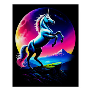 Fantastical Colourful Unicorn Wilderness Poster