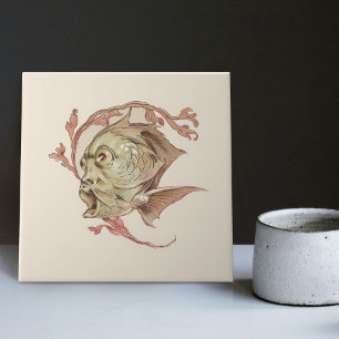 Fantastical Creature Enchanting Art Nouveau Seder Ceramic Tile