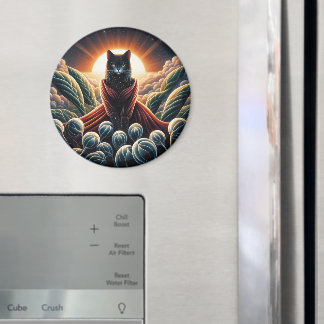 Fantastical Digital Art: Night Sky Cat Surrounded Magnet