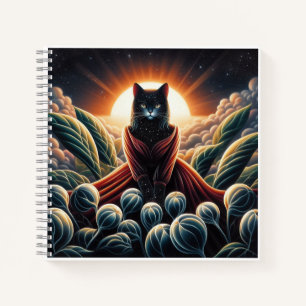 Fantastical Digital Art: Night Sky Cat Surrounded Notebook