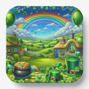 Fantastical St Patick's Day Landscape Party Paper Plate