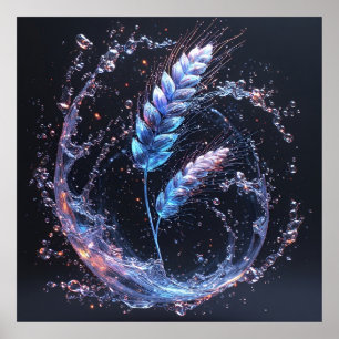 Fantastical Wheat with Dynamic Water Splash Poster