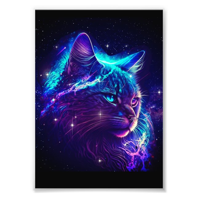 Fantasy Abstract Cute Galaxy Space Kitty Cat Photo Print (Front)
