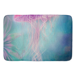 Fantasy Abstract Pink Octopus In The Ocean  Bath Mat