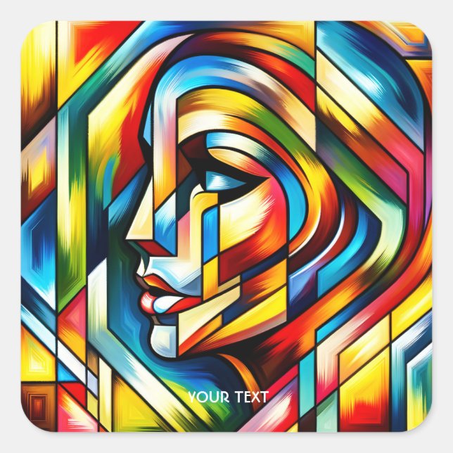 Fantasy Abstract Stained Glass Square Sticker (Front)