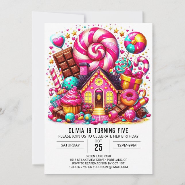 Fantasy Adorable Candyland Digital Birthday Invitation (Front)
