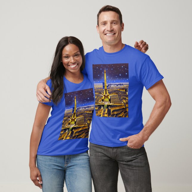 Fantasy Aerial View of Paris Under the Stars T-Shirt (Unisex)