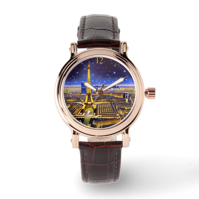 Fantasy Aerial View of Paris Under the Stars Watch (Front)