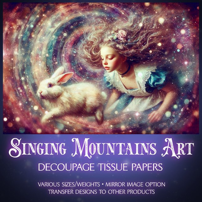 Fantasy Alice Spiralling Into Wonderland Decoupage Tissue Paper (Creator Uploaded)