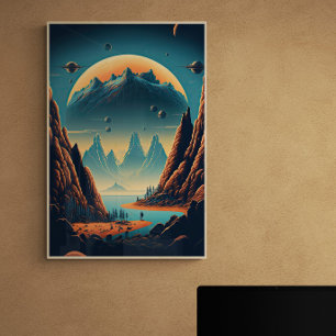 Fantasy Alien Landscape AI Art #2   Colourful Poster