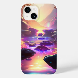Fantasy Alien Planet Neon Rainbow River Waterfall Case-Mate iPhone 14 Case